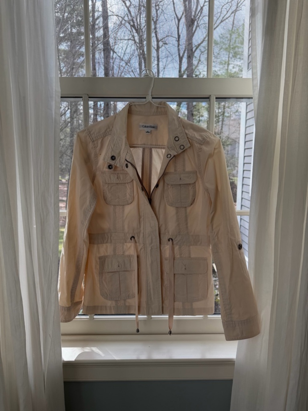 Calvin Klein Women's Pale Pink Lightweight Utility Jacket